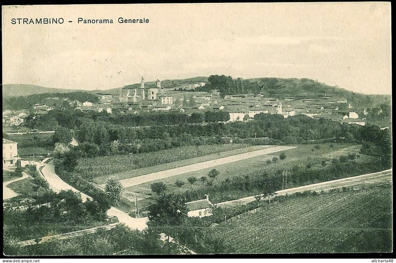 D1011] STRAMBINO Torino PANORAMA GENERALE Viaggiata 1916 - Mehransichten, Panoramakarten