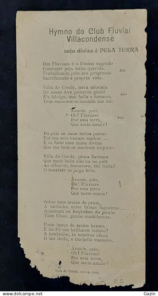 C6/11 - Hymno Do Club Fluvial Villacondense * Vila Do Conde * Porto * Portugal - Portogallo