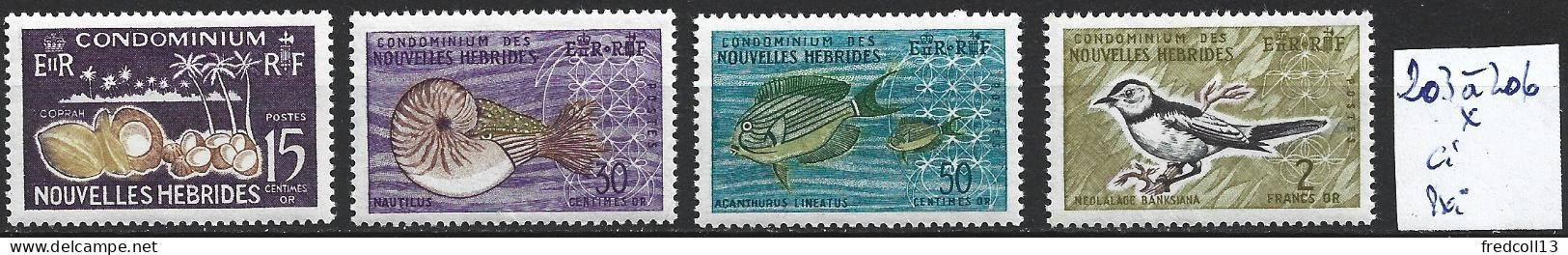 NOUVELLES-HEBRIDES 203 à 206 * Côte 20 € - Neufs