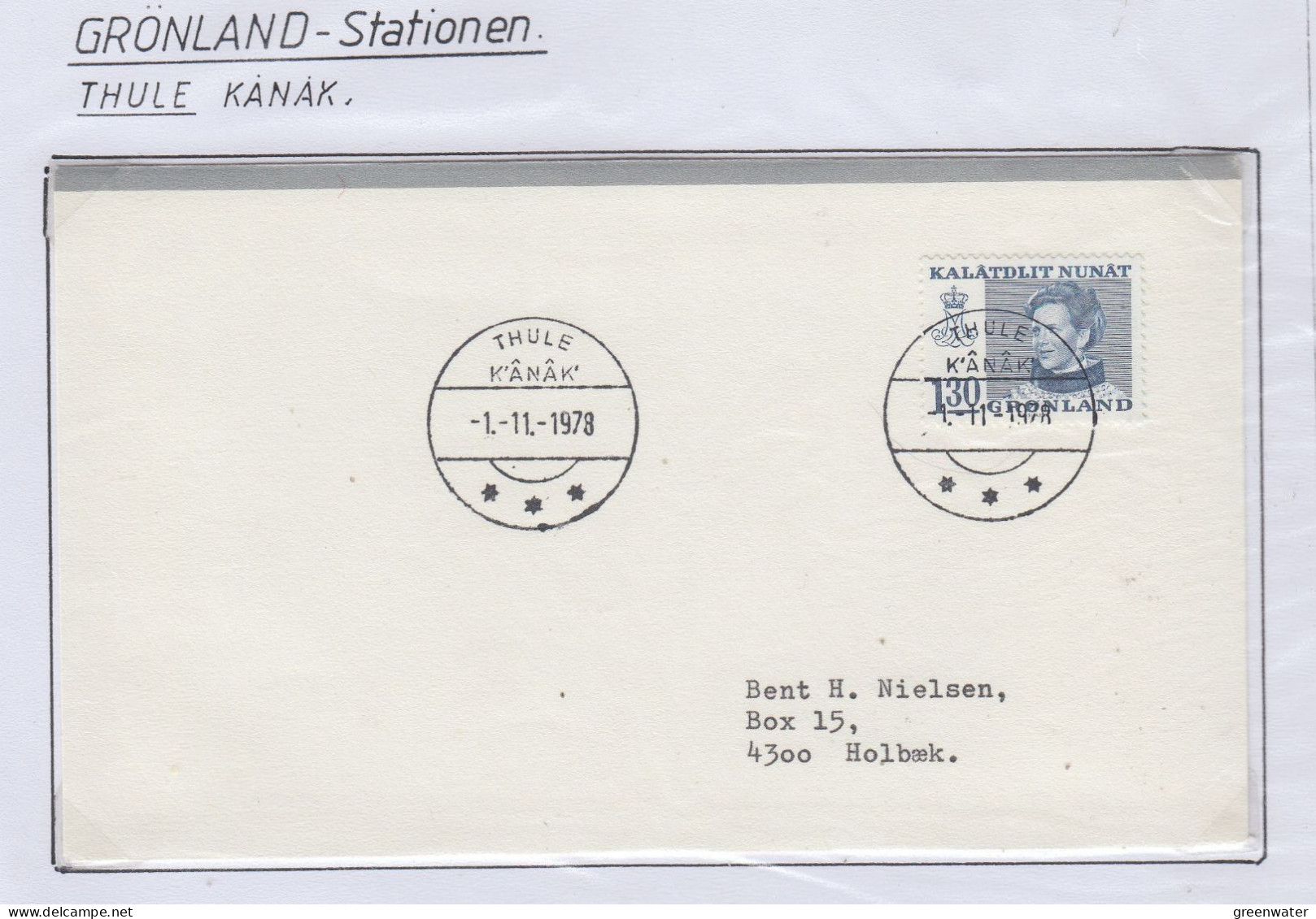 Greenland Station Thule Kanank 1 Cover  Ca 1978 (GB190A) - Stations Scientifiques & Stations Dérivantes Arctiques