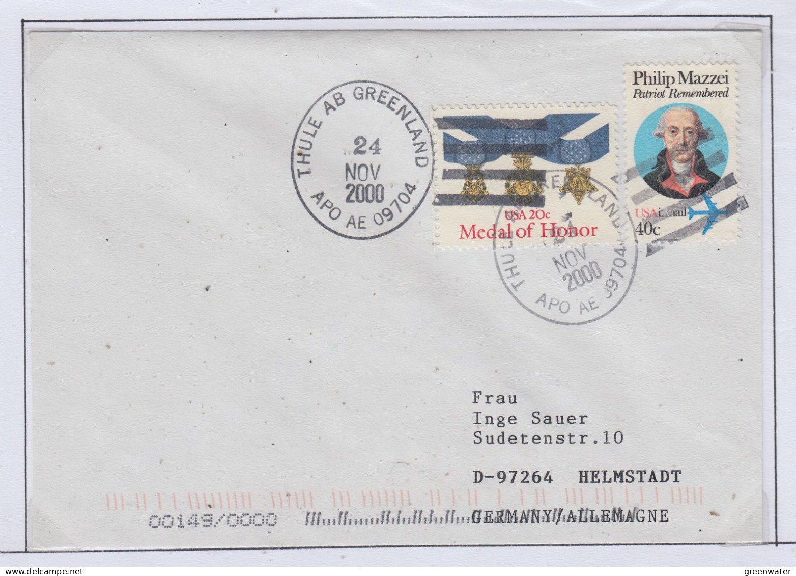 USA/Greenland Station Thule 09704 1 Cover  Ca 2000 (GB190B) - Scientific Stations & Arctic Drifting Stations