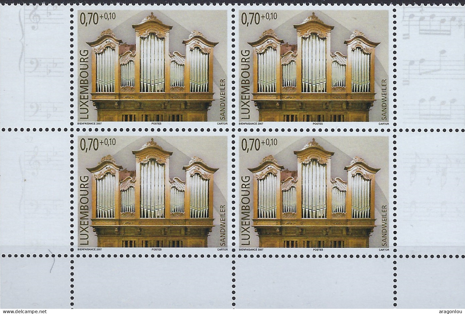 Luxembourg - Luxemburg - Bloc à 4   2007   Orgel   Muller - Mayer , Bloningen   MNH** - Blocks & Kleinbögen