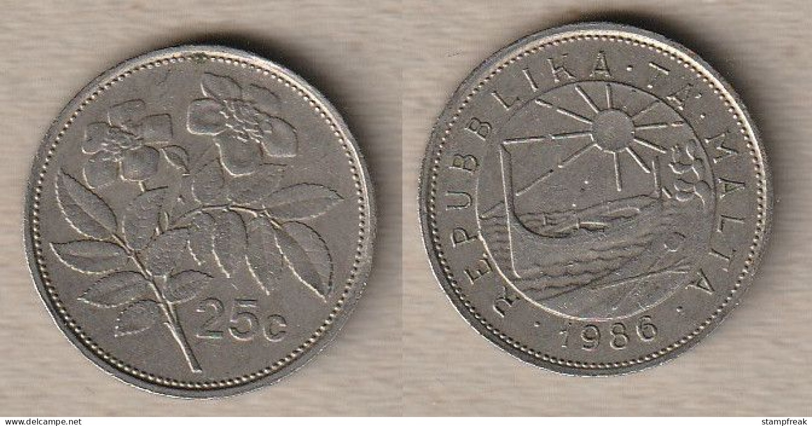 02401) Malta, 25 Cent 1986 - Malte