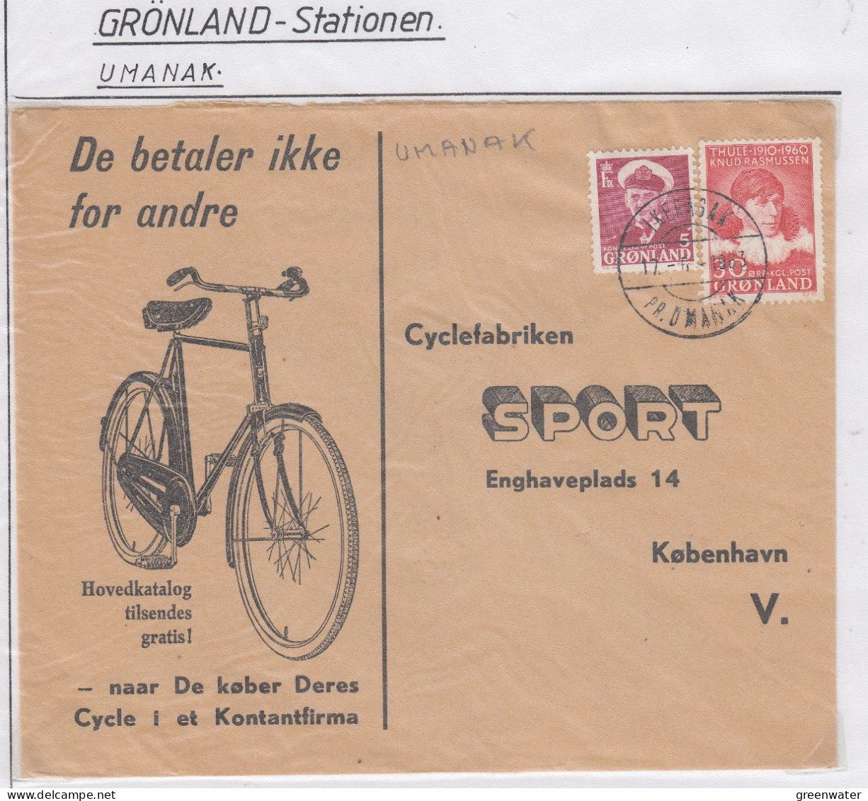 Greenland Station Umanak 1 Cover  Ca 1963 (GB192) - Stations Scientifiques & Stations Dérivantes Arctiques