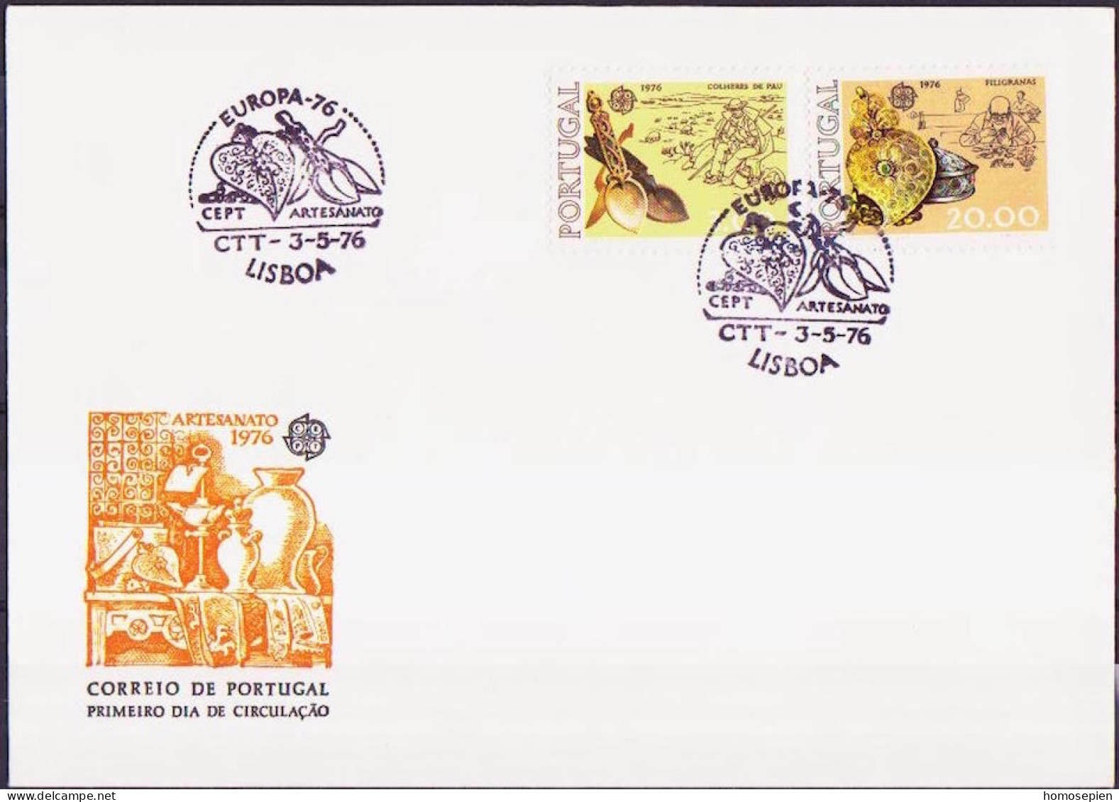 Europa CEPT 1976 Portugal FDC1 Y&T N°1291 à 1292 - Michel N°1311 à 1312 - 1976