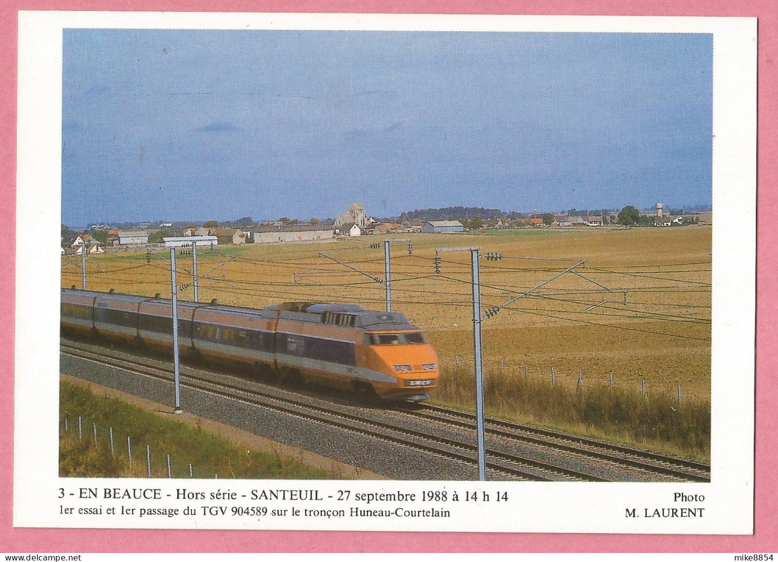 SAS1428  CP  SANTEUIL (Val D'Oise)  27/09/1988 à 14h14 1er Essai Et 1er Passage Du TGV 904589 Tronçon Huneau Courtelain - Santeuil