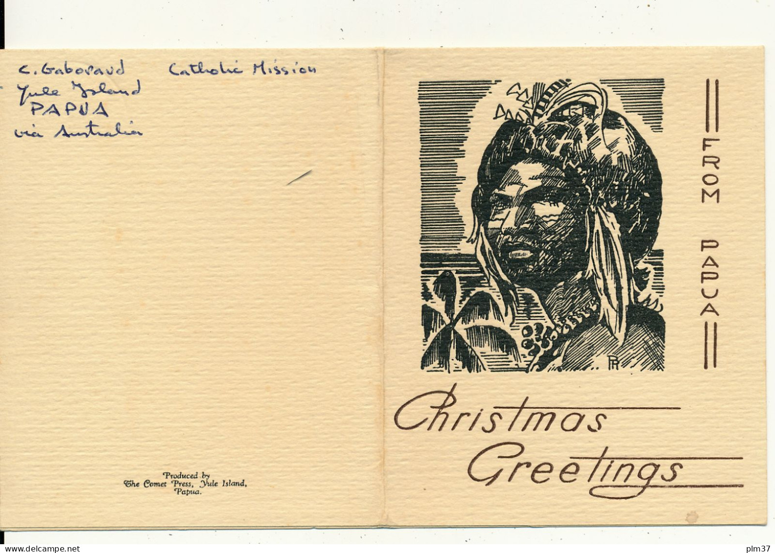 PAPUA - Carte De Voeux, Christmas Greetings From Papua, Yule Island, Mission Catholique - Papoea-Nieuw-Guinea