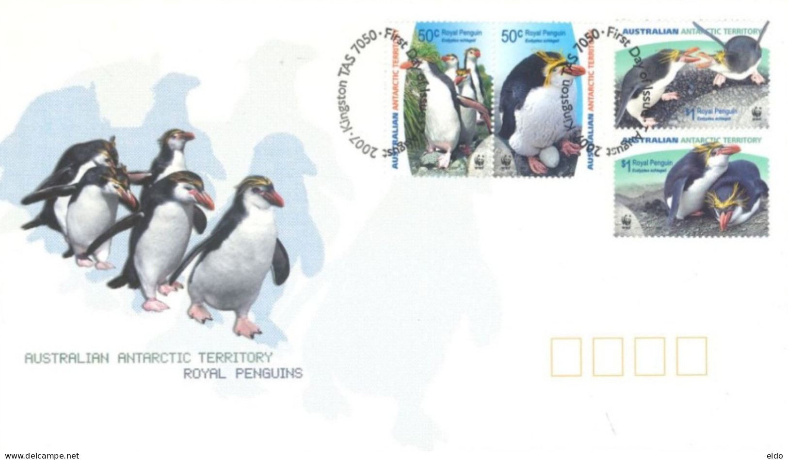 AUSTRALIA  : 2007, FDC STAMPS OF AUSTRALIAN ANTARCTIC TERRITORY, ROYAL PENGUINS. - Covers & Documents