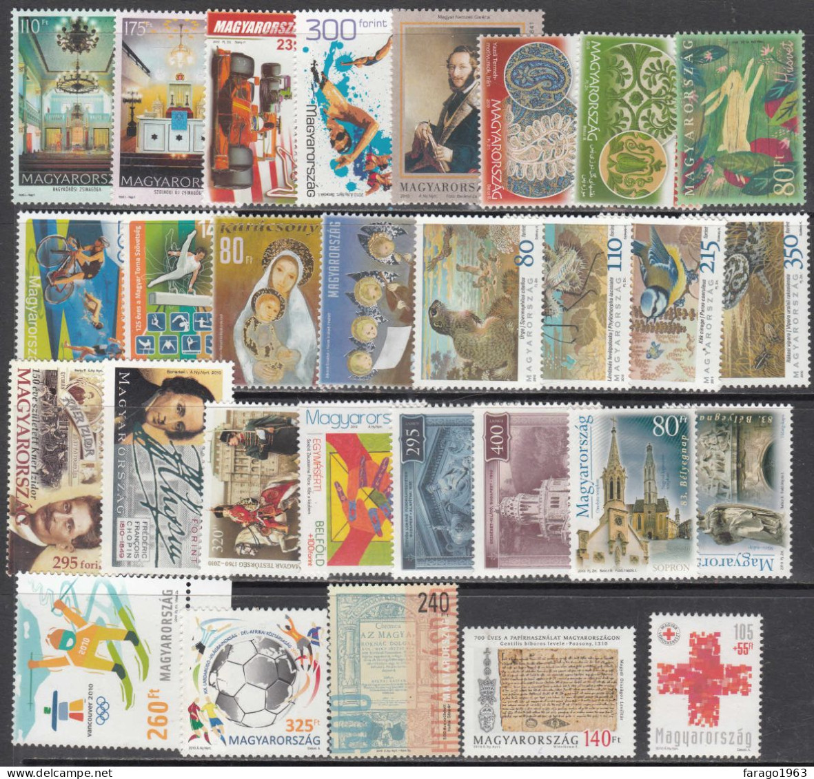 2010 Hungary Year Set Collection Of 29 Stamps & 7 Souvenir Sheets  MNH Almost Complete - Ongebruikt