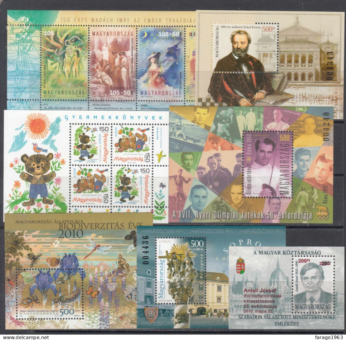 2010 Hungary Year Set Collection Of 29 Stamps & 7 Souvenir Sheets  MNH Almost Complete - Unused Stamps