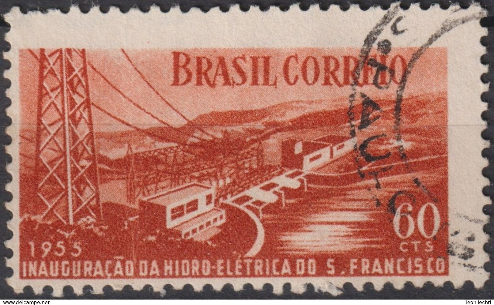 1955 Brasilien ° Mi:BR 867, Sn:BR 815, Yt:BR 599, Inauguration Of The Hydroelectric Power Plant Of Paulo Afons - Oblitérés