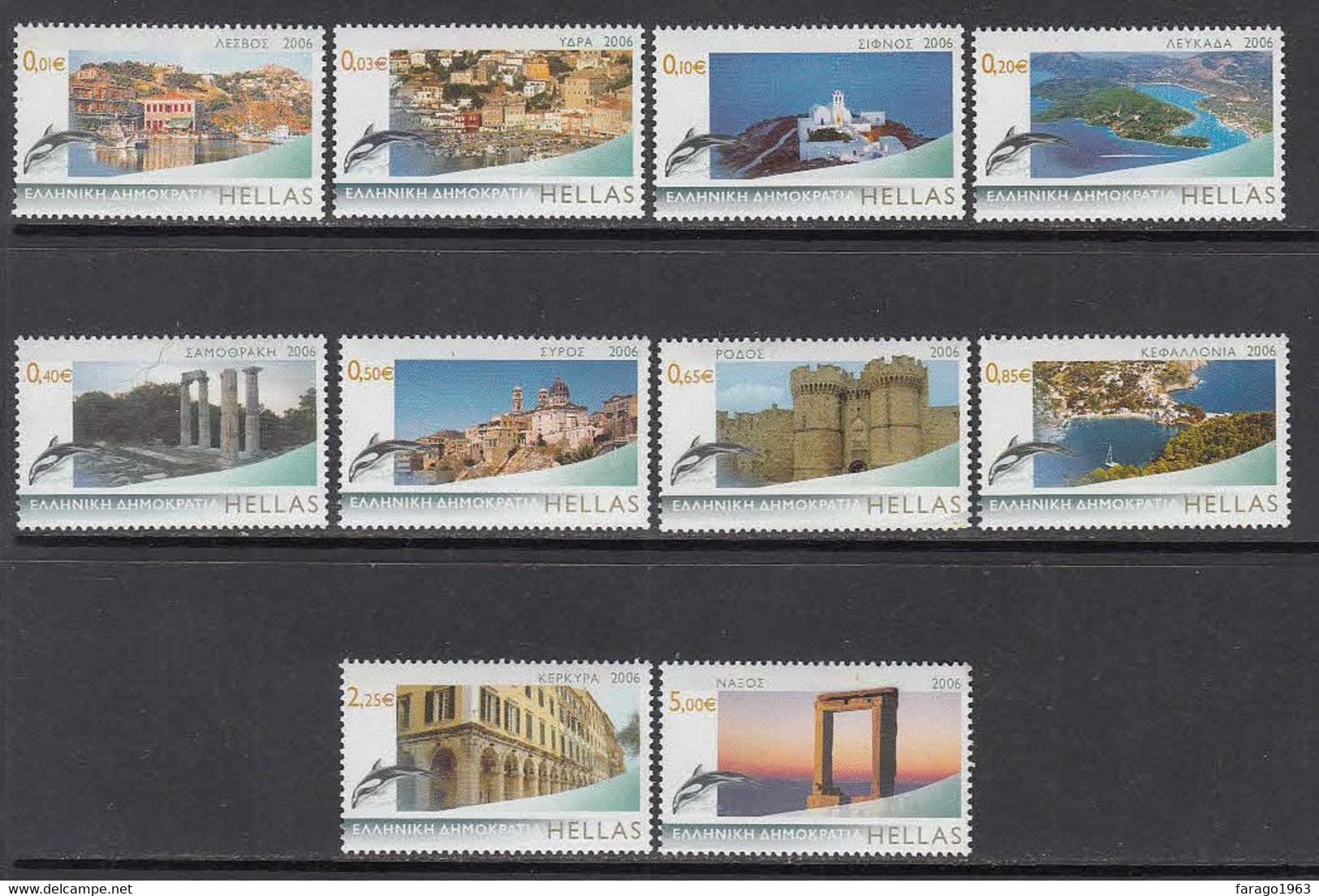 2006 Greece Island Views Definitives Complete Set Of 10  MNH  @ BELOW FACE VALUE - Nuovi