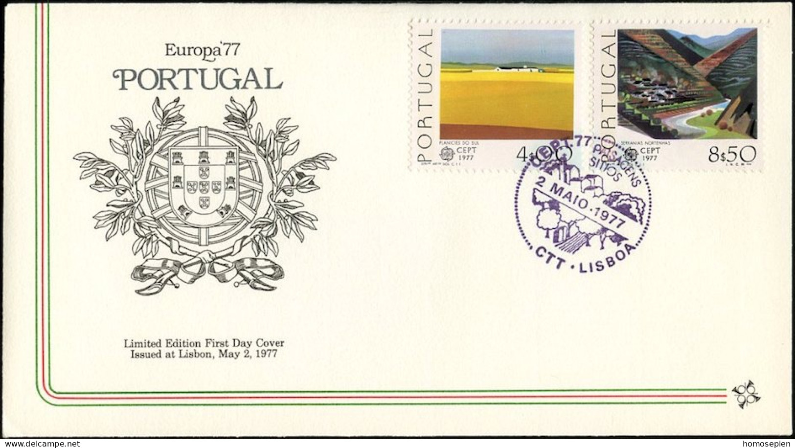 Europa CEPT 1977 Portugal FDC1 Y&T N°1340 à 1341 - Michel N°1360y à 1361y - 1bdpg - 1977