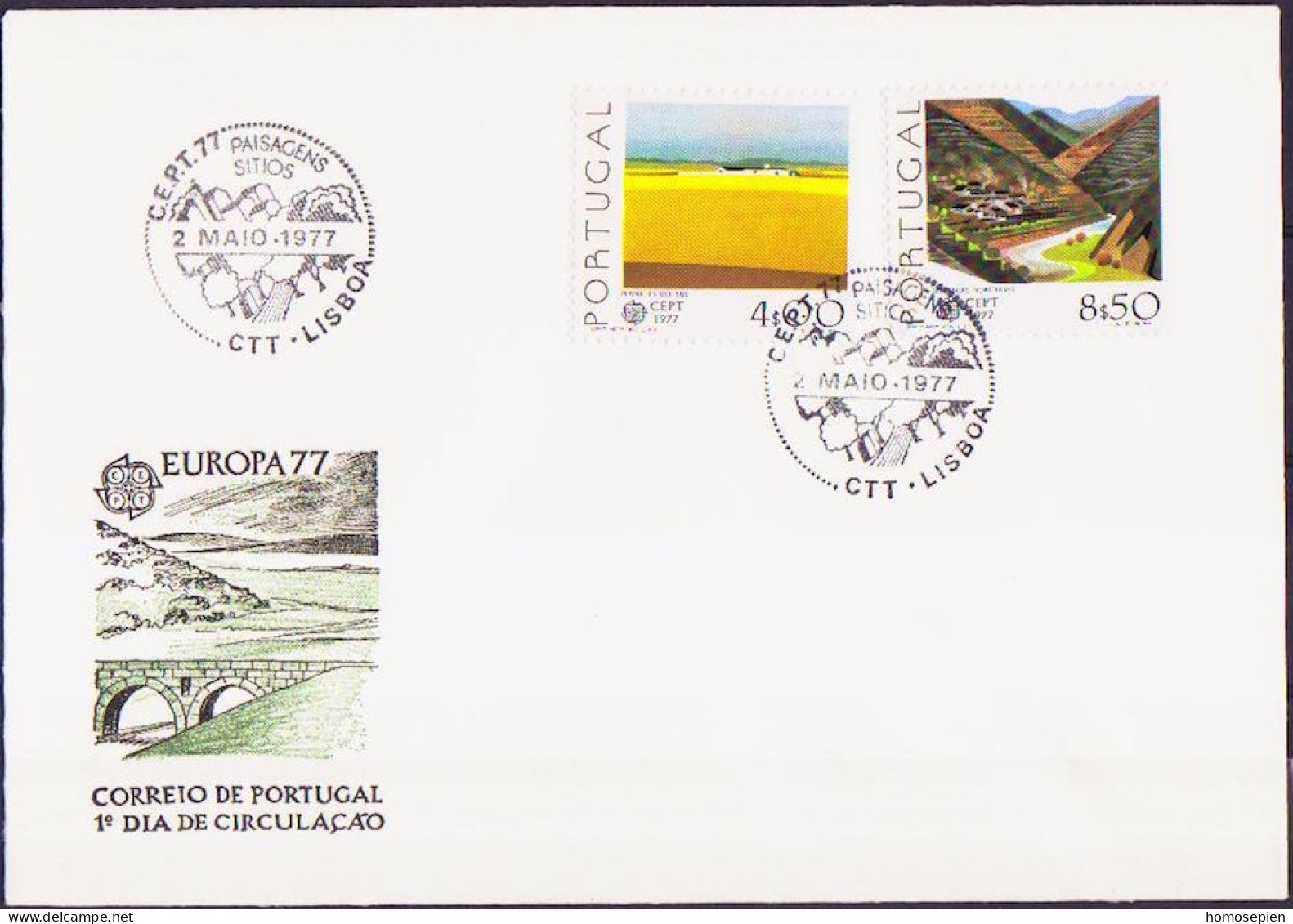 Europa CEPT 1977 Portugal FDC2 Y&T N°1340 à 1341 - Michel N°1360y à 1361y - 1bdpg - 1977