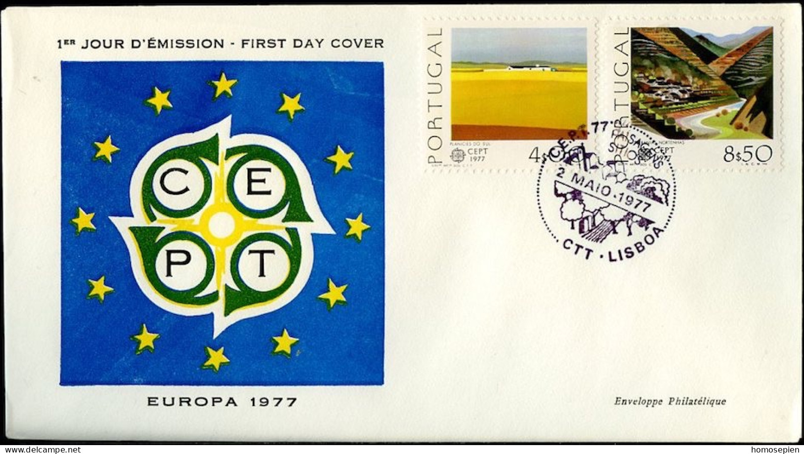 Europa CEPT 1977 Portugal FDC3 Y&T N°1340 à 1341 - Michel N°1360y à 1361y - 1bdpg - 1977