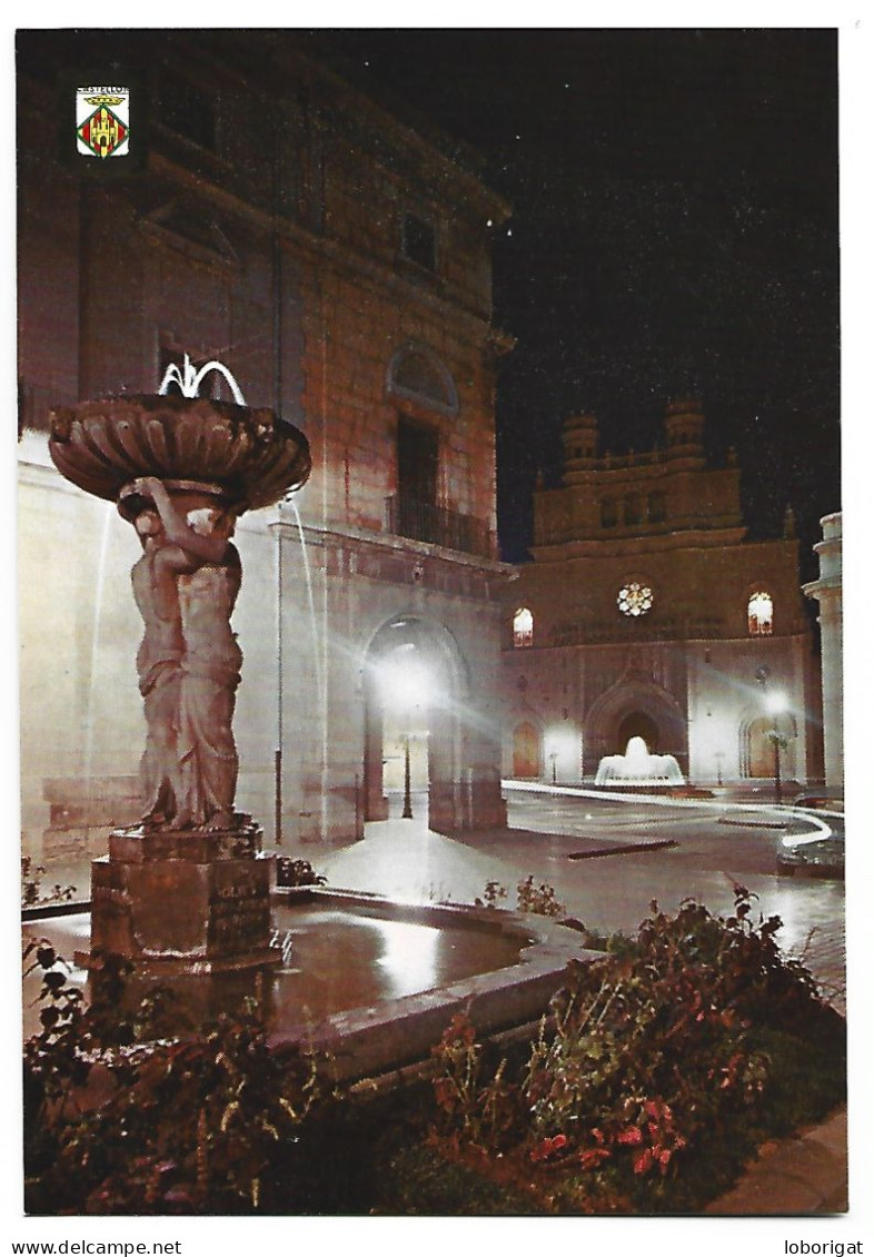 PLAZA MAYOR, FUENTES ILUMINADAS / MAYOR SQUARE, NOCTURNAL VIEW.- CASTELLON DE LA PLANA.- ( ESPAÑA ) - Castellón