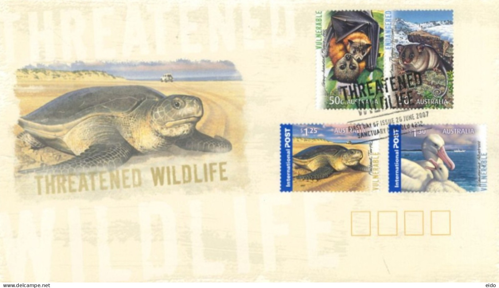 AUSTRALIA  : 2007, FDC STAMPS OF THREATENED WILDLIFE. - Covers & Documents