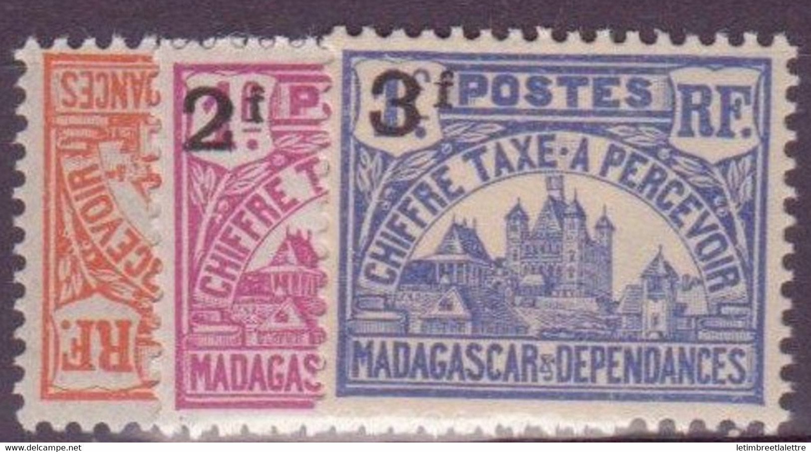 Madagascar - Taxe - YT N° 17 à 19 ** - Neuf Sans Charnière - 1924 / 1927 - Strafport