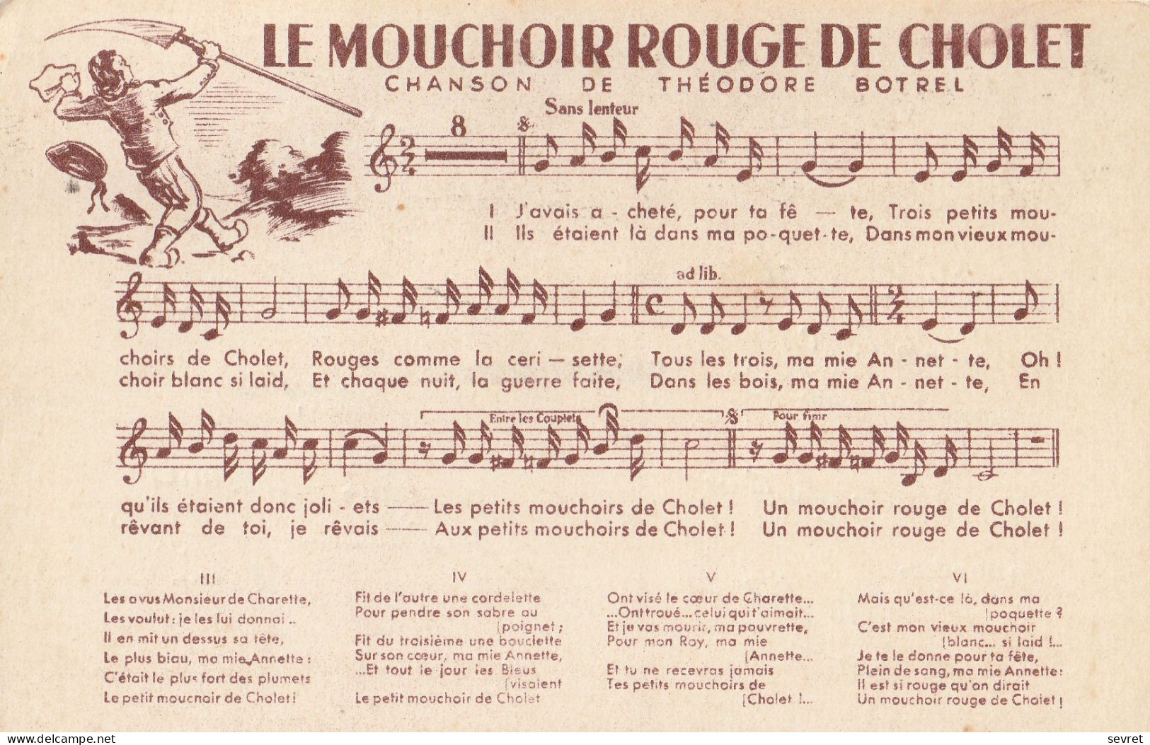 LE MOUCHOIR ROUGE DE CHOLET . - Chanson De Théodore BOTREL - Cholet