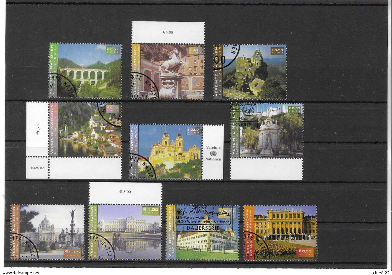 ONU, Nations-Unies, Vienne, Série Courante 2002/2003, Yv. 364/69 + 399/00 + 407 + 422 Oblitérés - Used Stamps