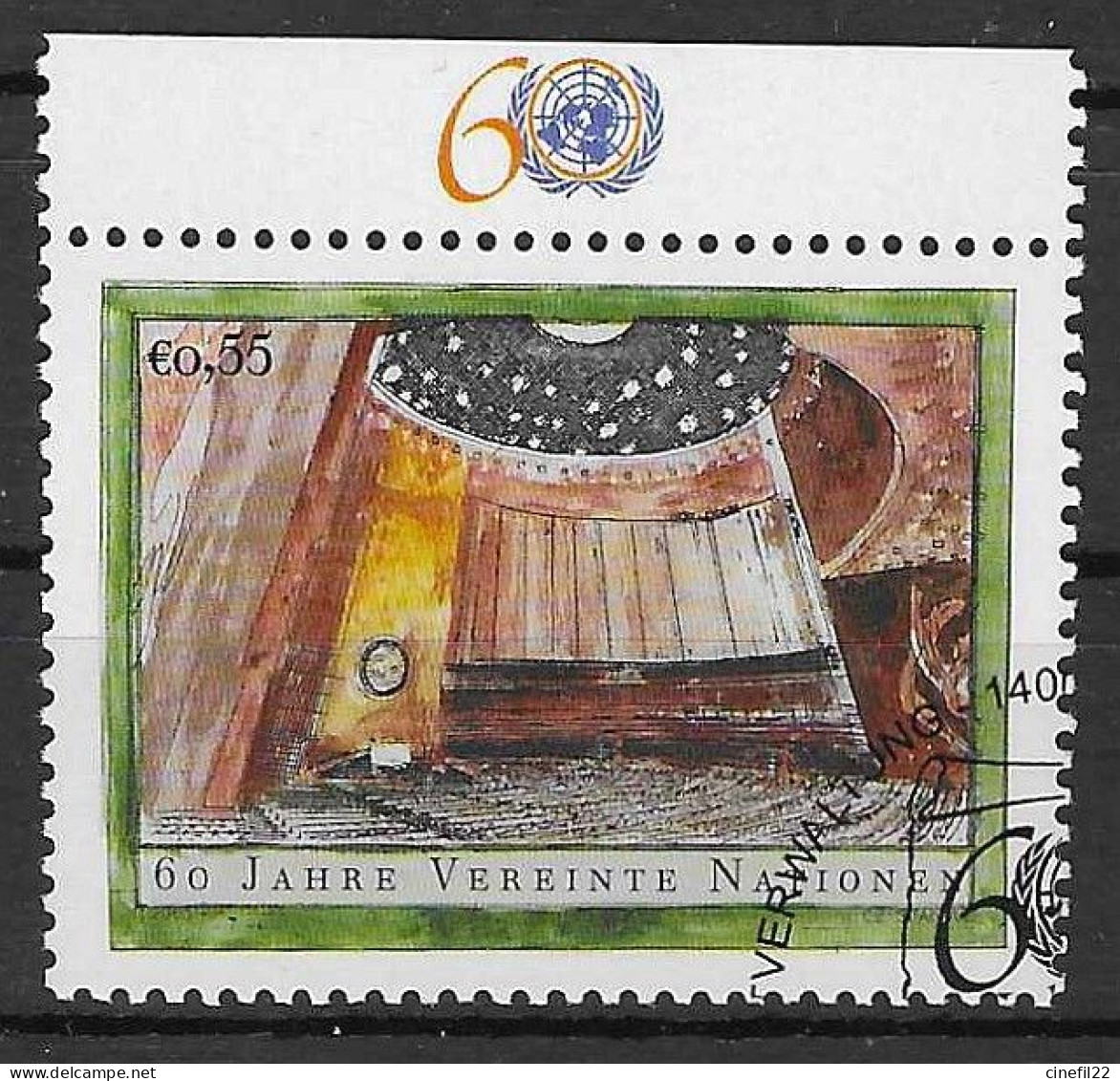 ONU, Nations-Unies, Vienne, 60° Anniversaire, Yv. 444 Oblitéré - Used Stamps