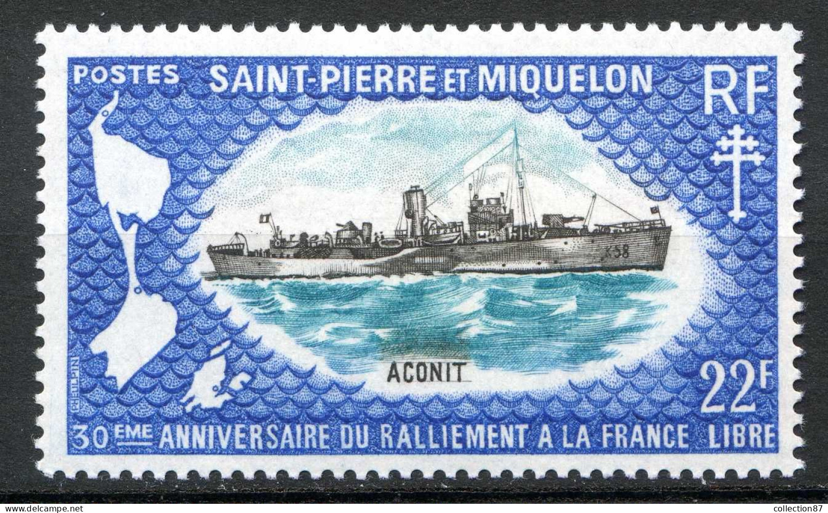 Réf 085 > SAINT PIERRE Et MIQUELON < N° 414 * < Neuf Ch -- MH * --- > Bateau Aconit - Unused Stamps