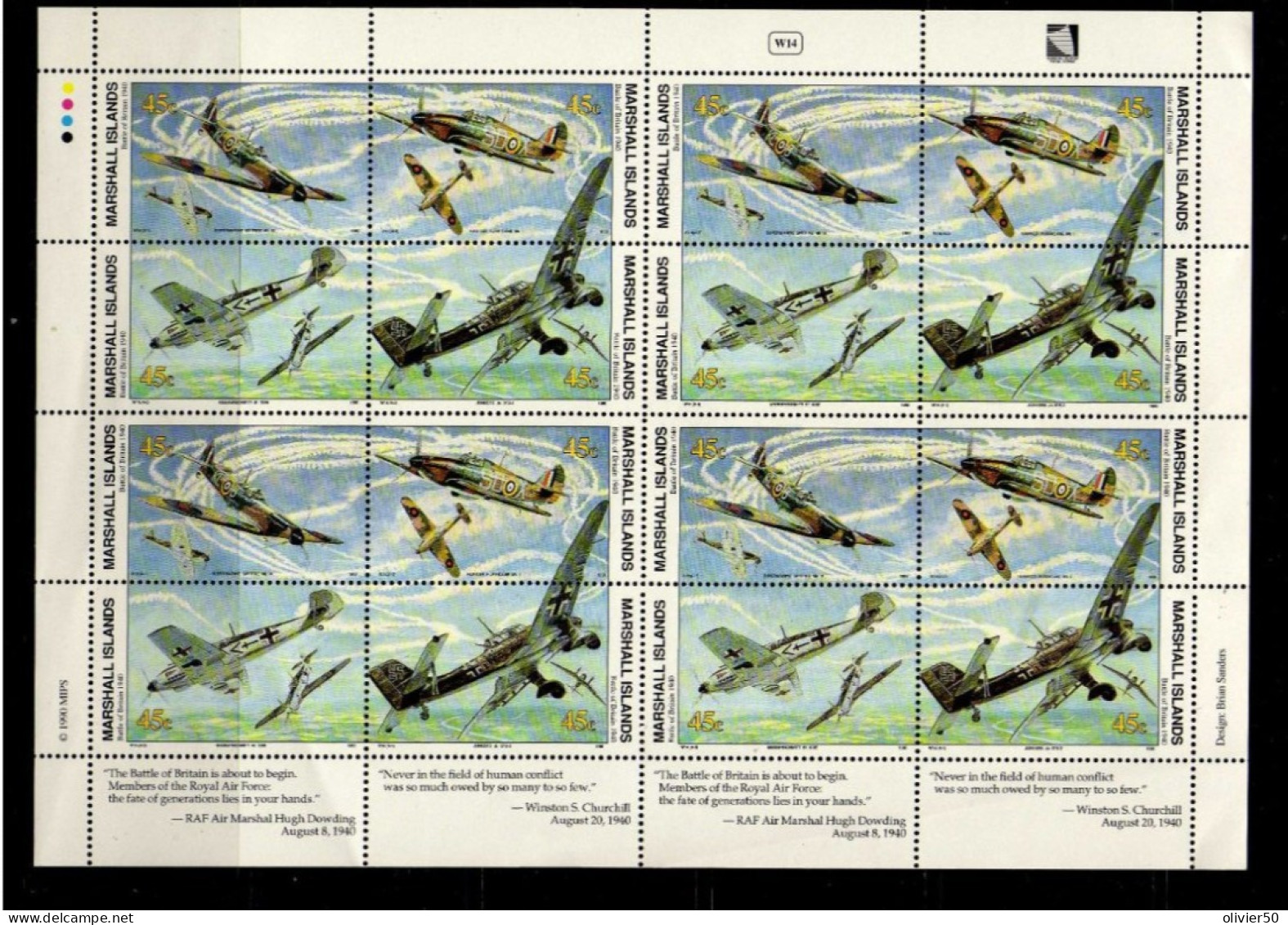 Iles Marshall - 1990 - Bataille D'Angleterre - Avions - Neufs** - MNH - Marshallinseln