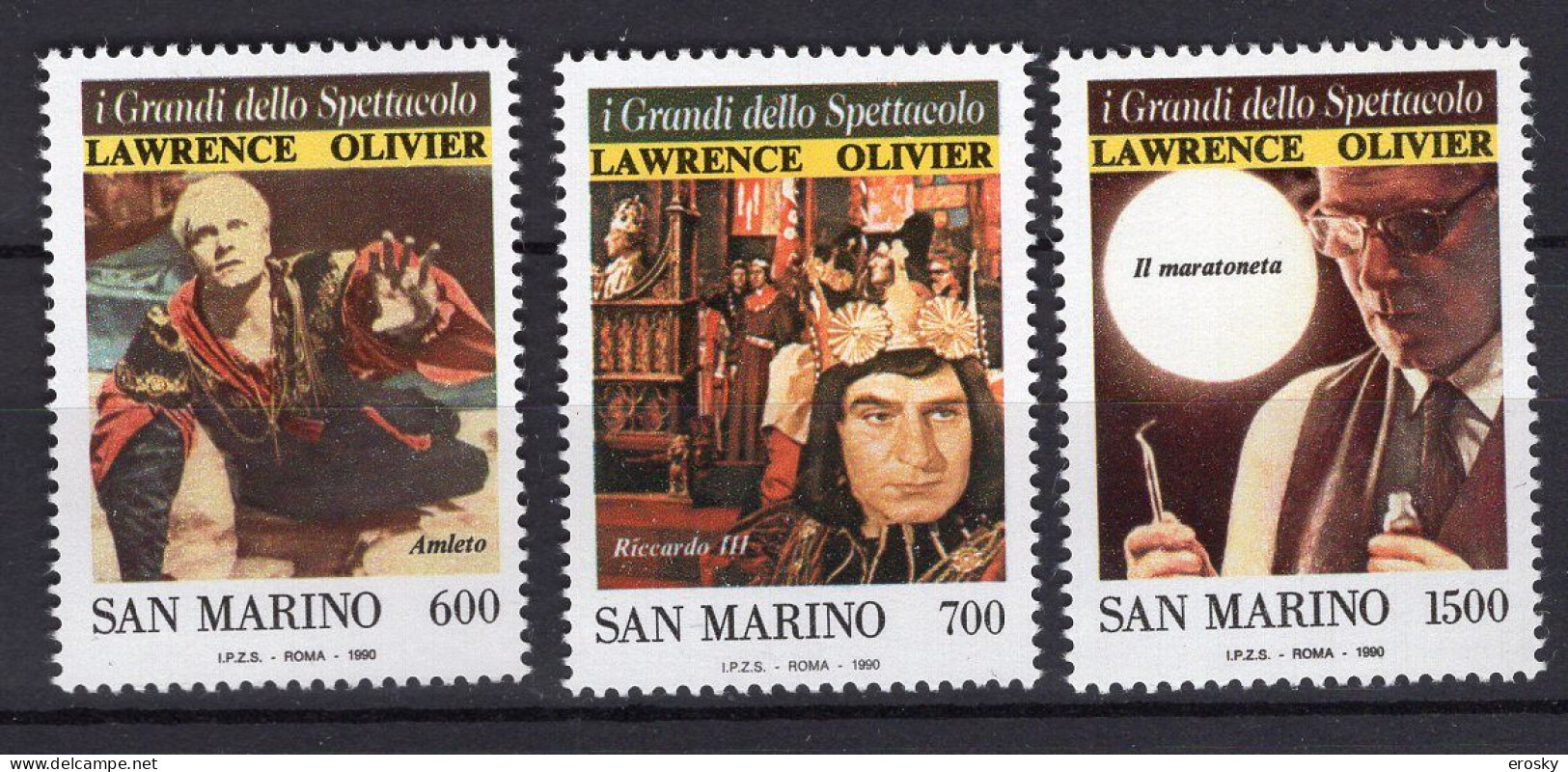 Y7728 - SAN MARINO Ss N°1285/87 - SAINT-MARIN Yv N°1238/40 ** LAWRENCE OLIVIER - Nuovi