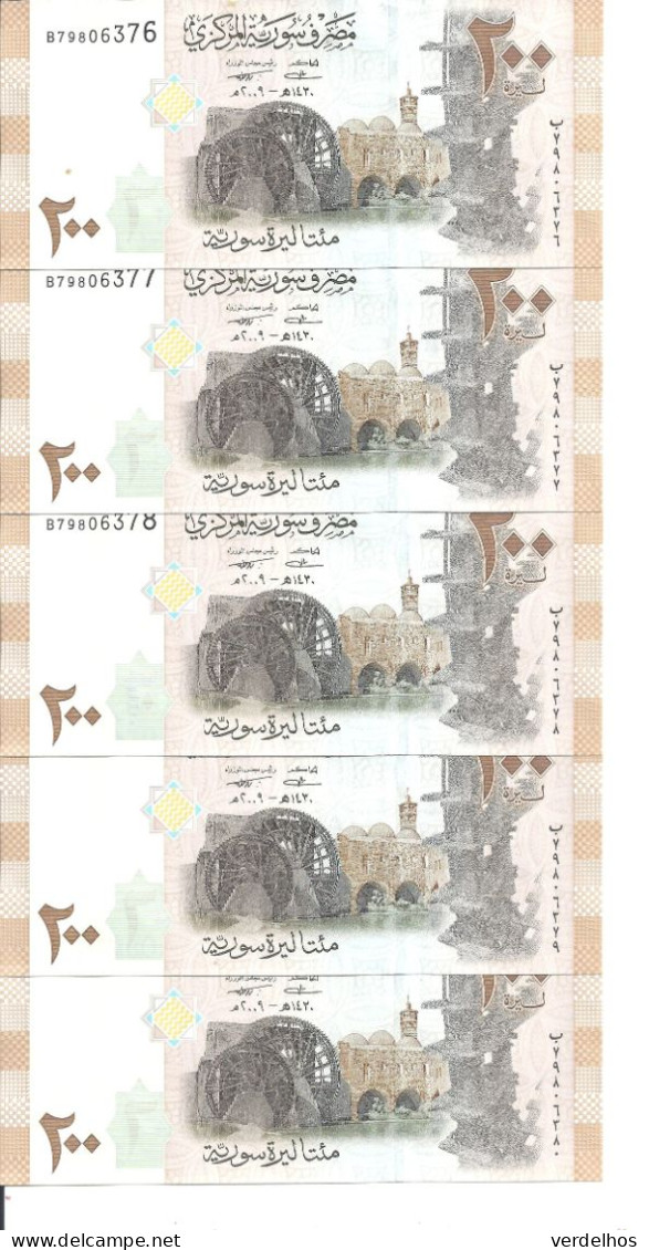 SYRIE 200 POUNDS 2009 UNC P 114 ( 5 Billets ) - Syrie