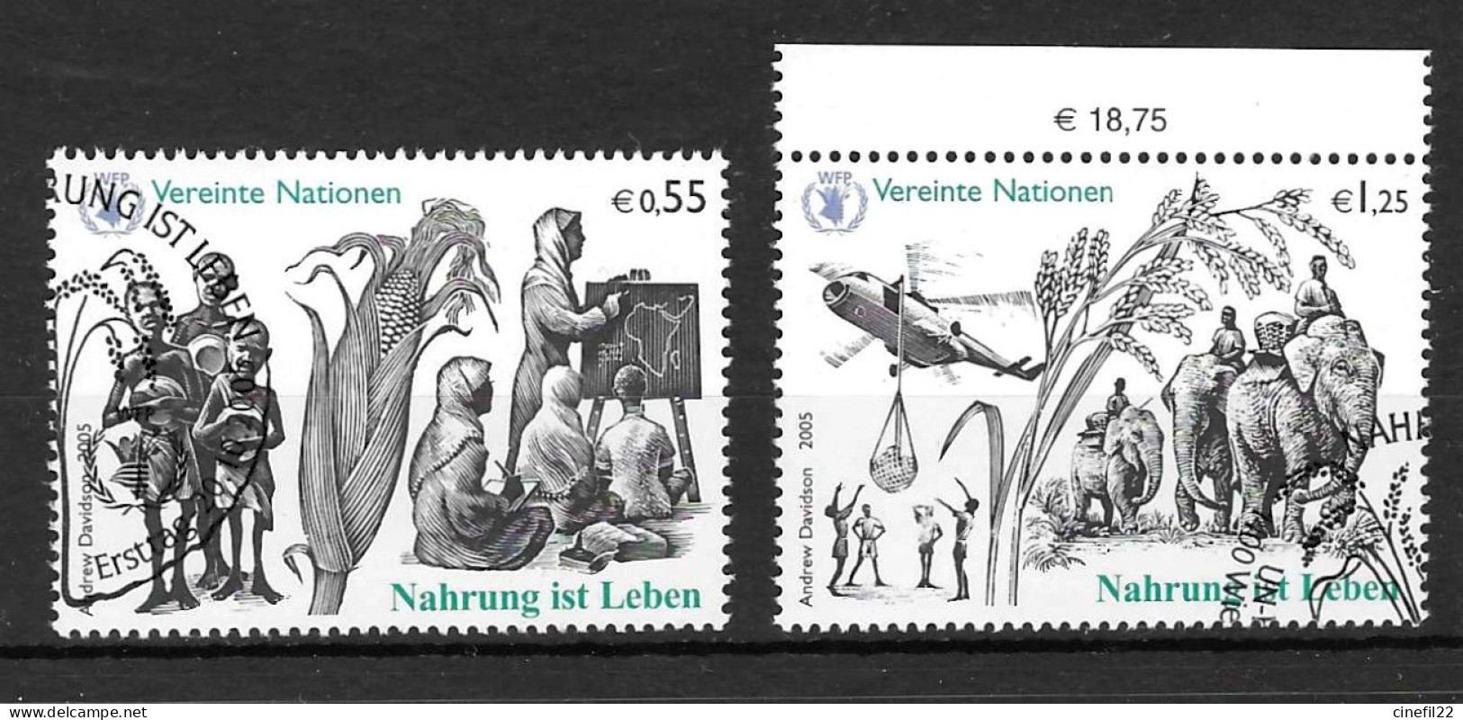 ONU, Nations-Unies, Vienne, Journée Mondiale De L'Alimentation 2005, Yv. 464/65 Oblitérés - Used Stamps