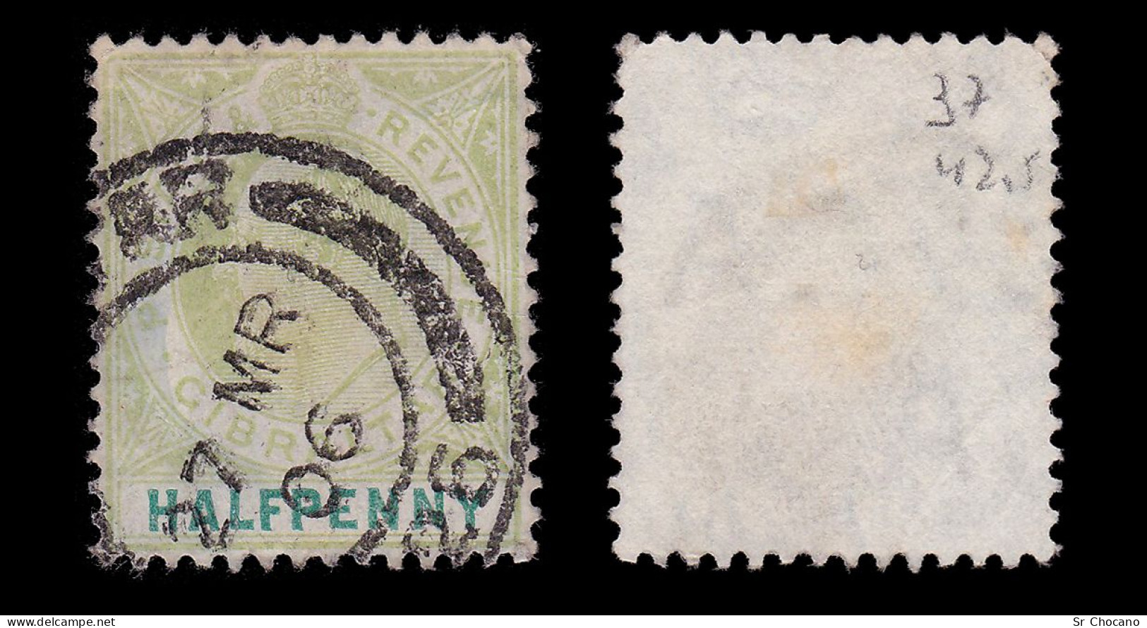 GIBRALTAR.1904.EVII.1/2 D.SG 56.USED.Mult Crown CA - Gibraltar