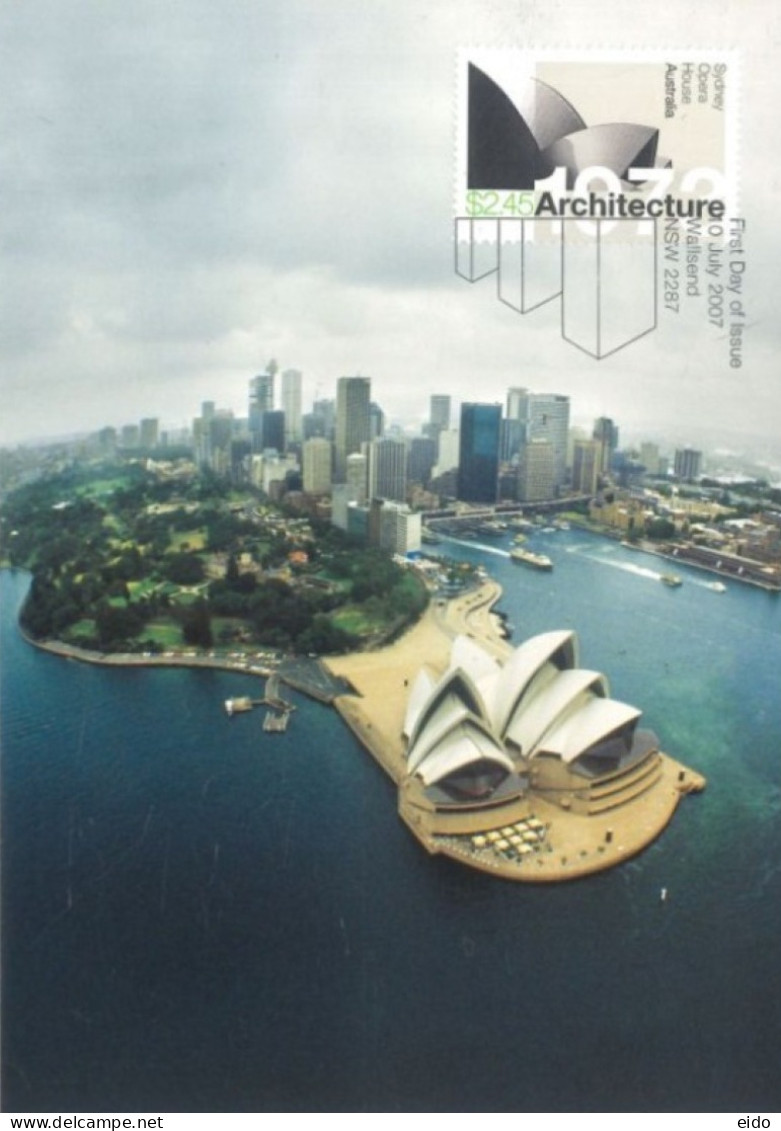 AUSTRALIA  : 2007, POSTAGE PRE PAID POSTCARD OF AUSTRALIAN ARCHITECTURE WITH FD OF ISSUE STAMP. - Covers & Documents