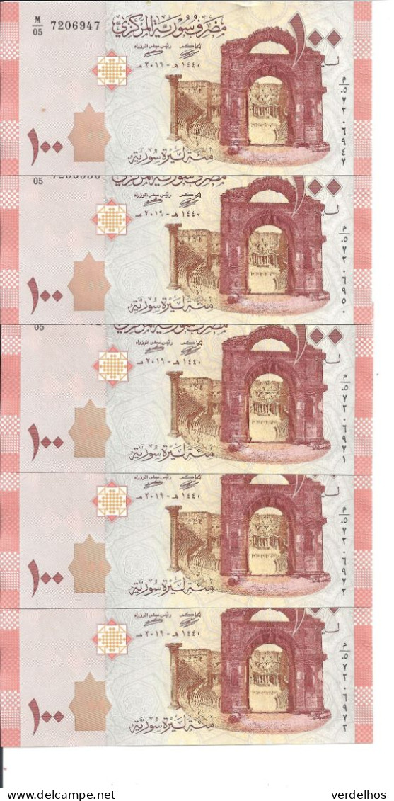 SYRIE 100 POUNDS 2019 UNC P 113 B ( 5 Billets ) - Syrie