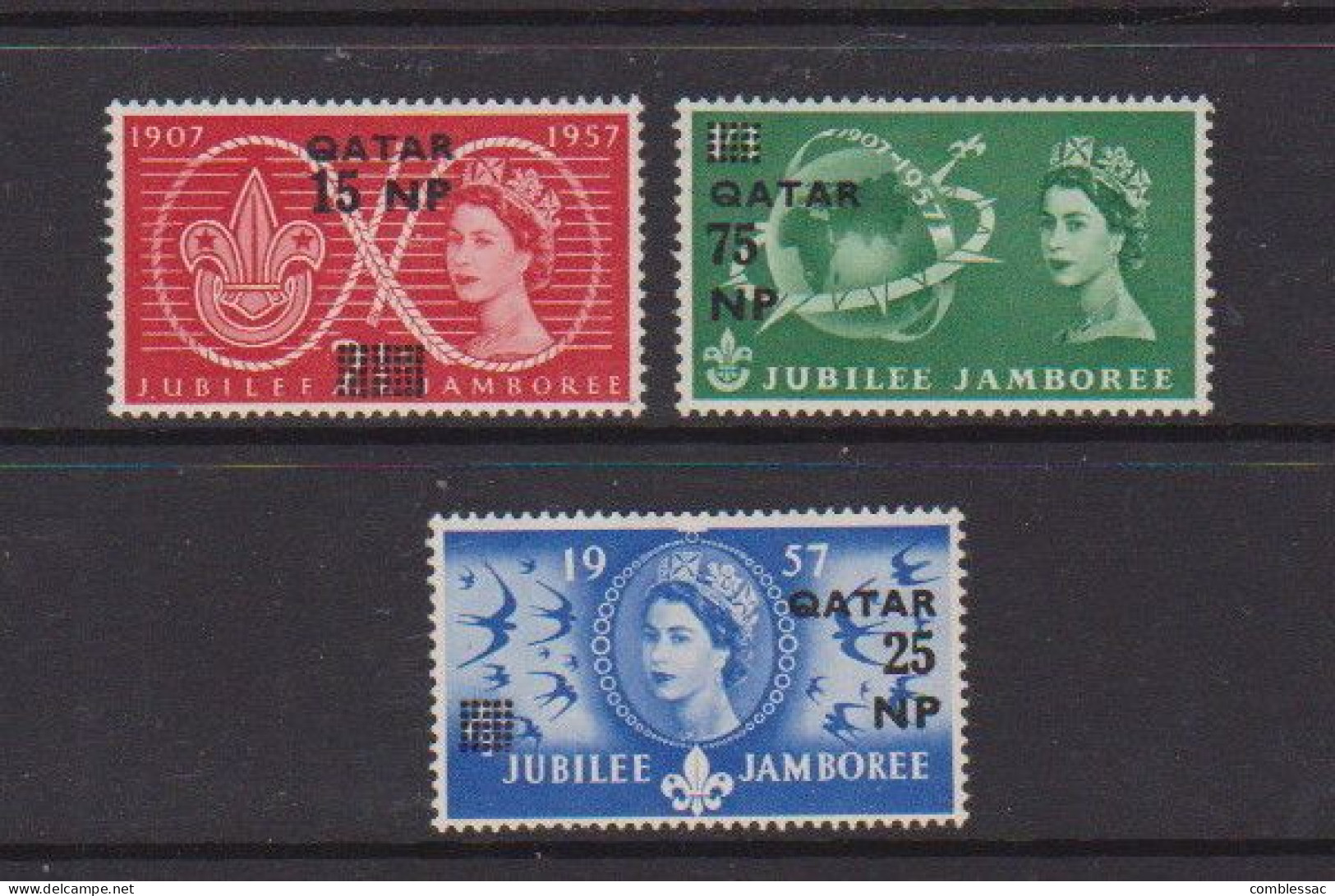 QATAR    1957    World  Scout  Jamboree    Set  Of  3    MH - Qatar