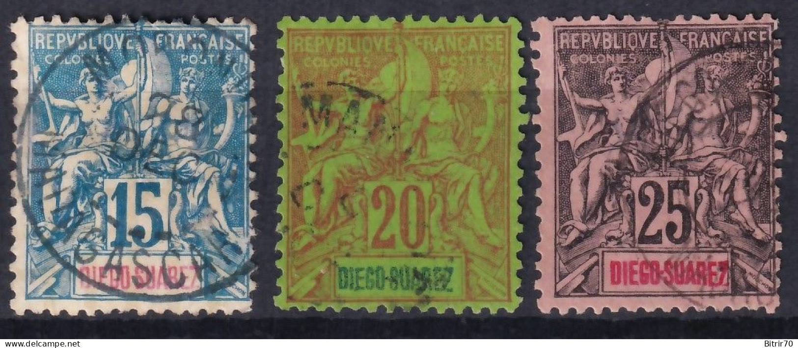 Diego Suarez, 1893 Y&T. 43, 44, 45, - Used Stamps