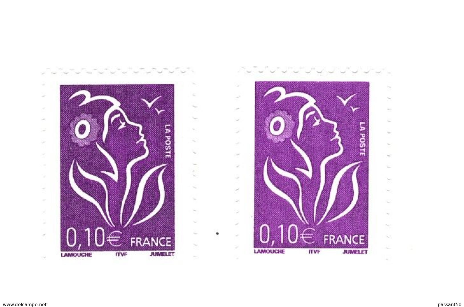 3 Variétés Du Lamouche 0.10 € Violet ITVF Type I YT 3732 Mauve Clair + 2  Bandes + Encre Fluo. Voir Scans. Cotes > 22 € - Ongebruikt