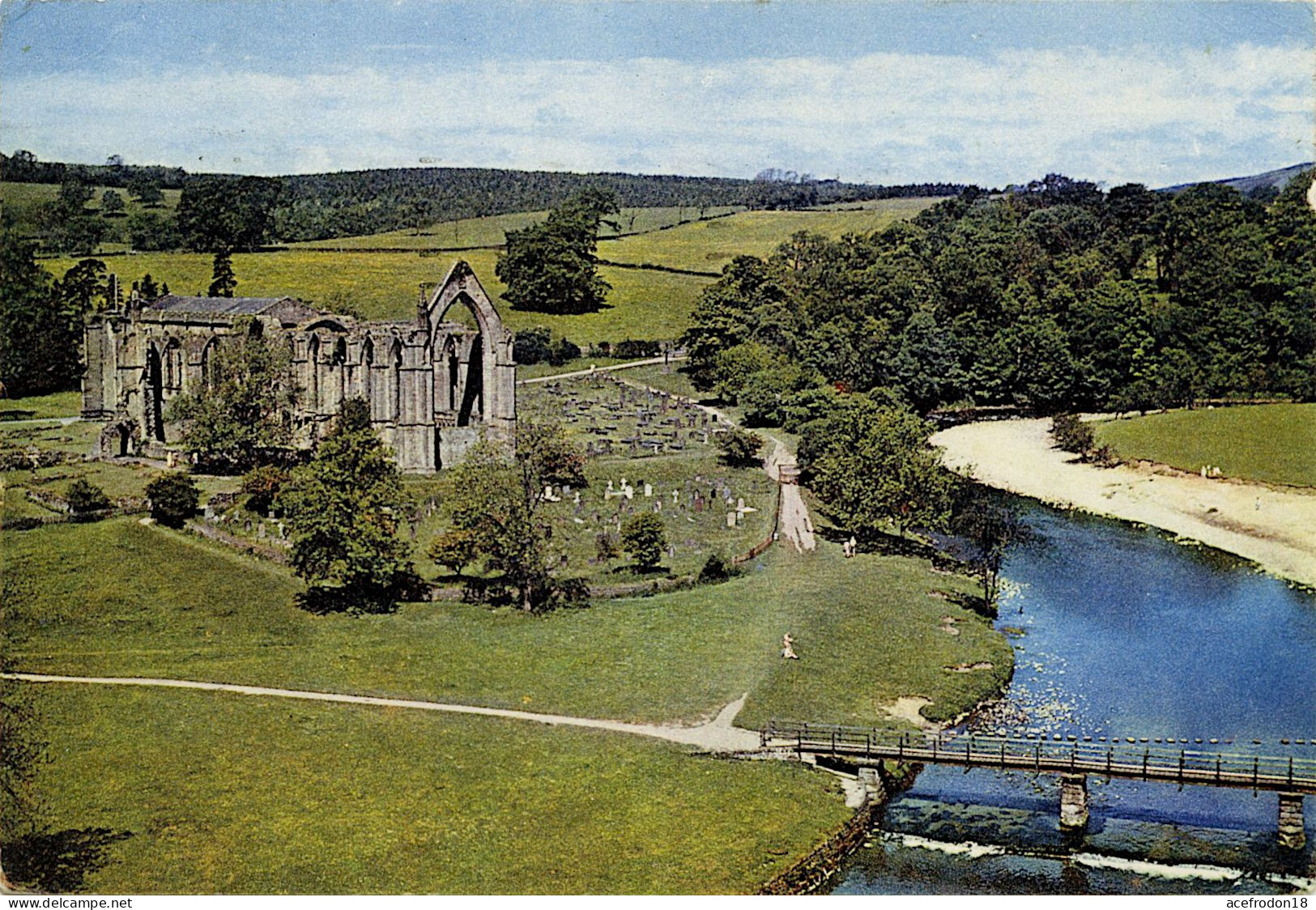 CP Postée De Blackpool (Angleterre) Pour Melun (77) - Bolton Abbey - 2 Timbres Année 1968 - Gebraucht