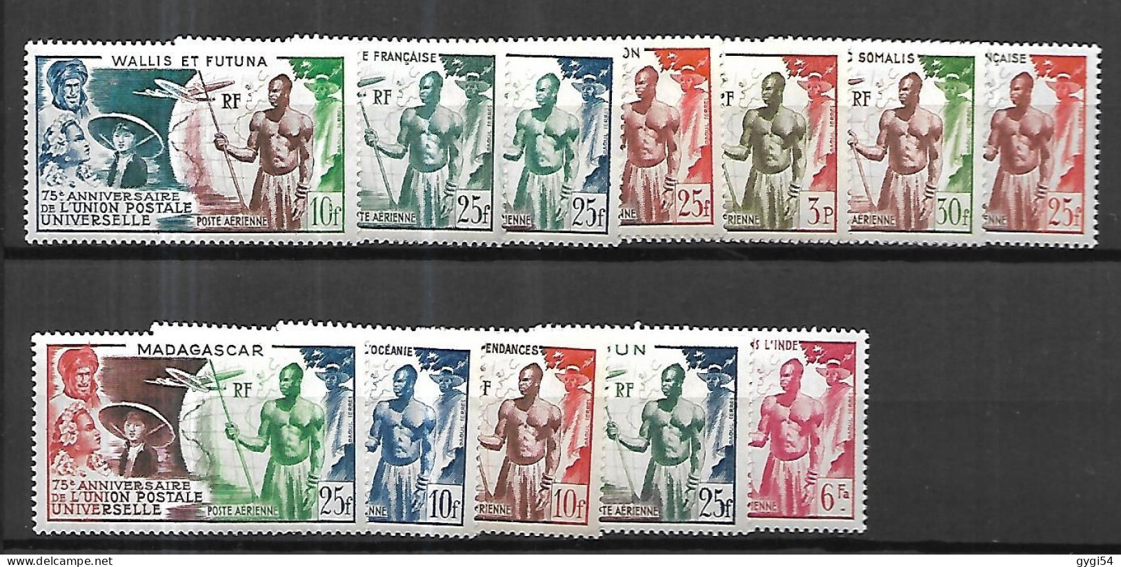 Grande Série Coloniale 75 è Anniversaire De L ' UPU Série Complète ** MNH - 1949 75e Anniversaire De L'UPU