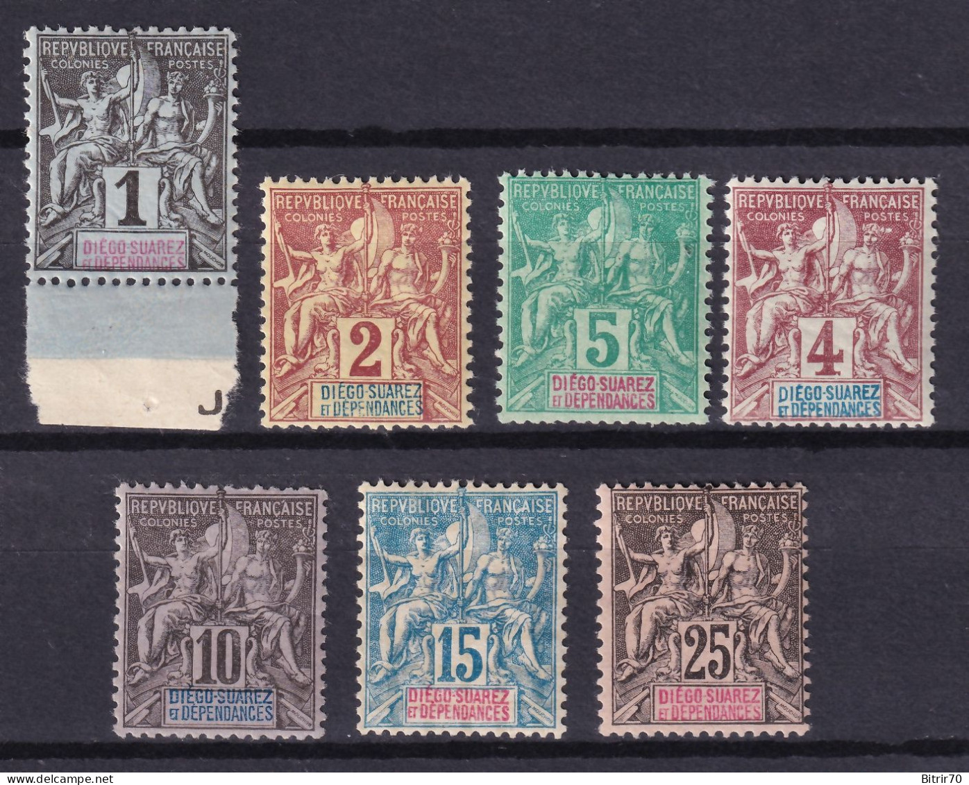 Diego Suarez, 1892 Y&T. 25, 26, 27, 28, 29, 30, 32, MNH. - Unused Stamps