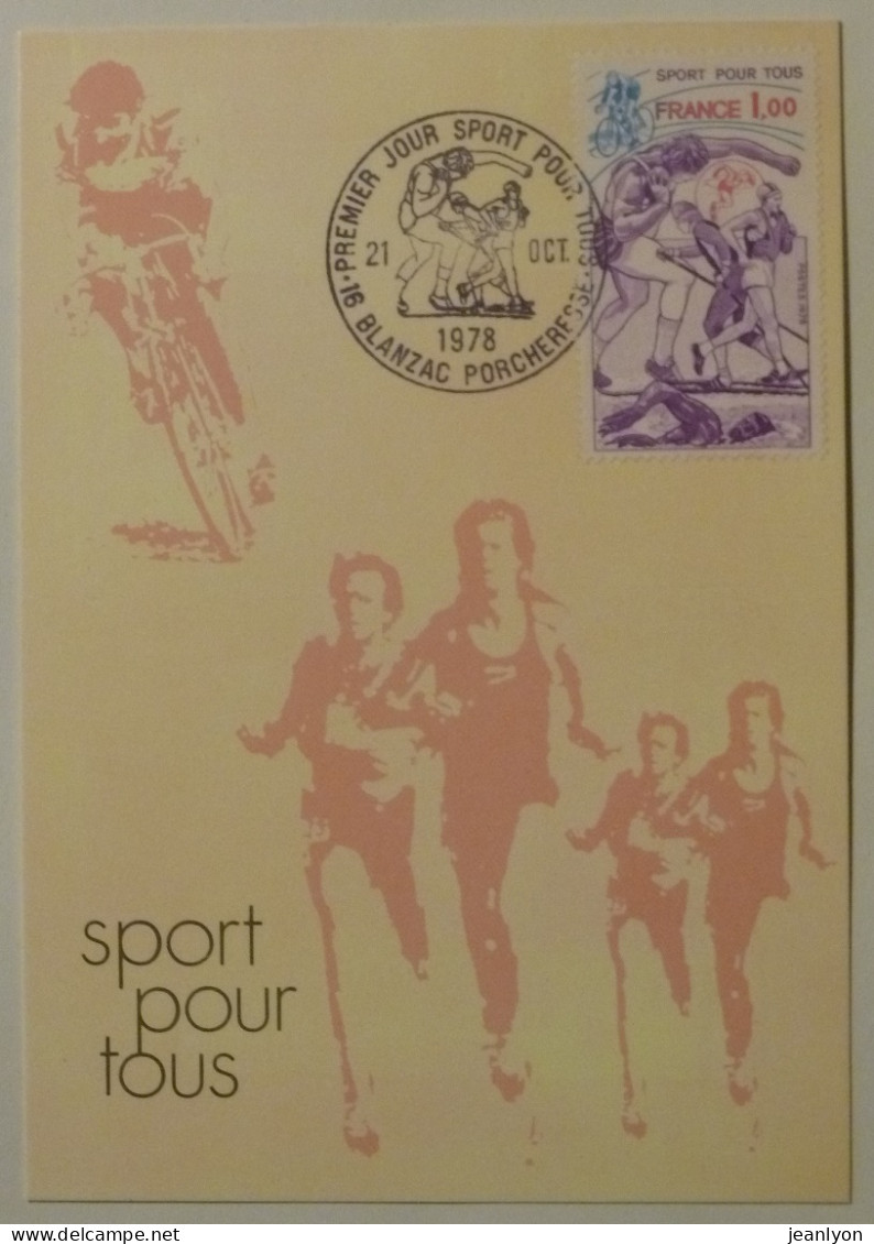 COURSE A PIED / CYCLISME - Sport Pour Tous - Carte Philatélique Avec Cachet 1er Jour BLANZAC PORCHERESSE - Atletiek