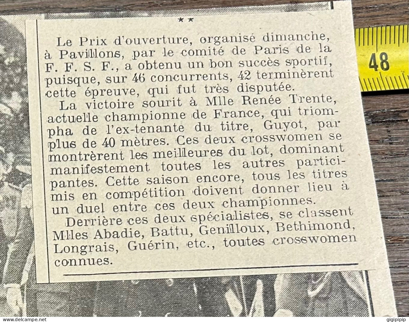 1930 GHI3 PASSAGE DU CROSS FEMININ D'OUVERTURE à Pavillons Renée Trente Abadie Genilloux, Bethimond, Longrais Guérin, - Collections