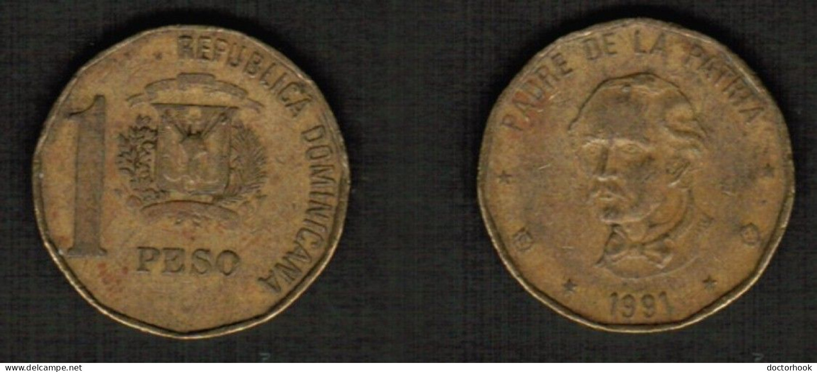 DOMINICAN REPUBLIC    1 PESO 1991 (KM # 80.1) #7697 - Dominicana