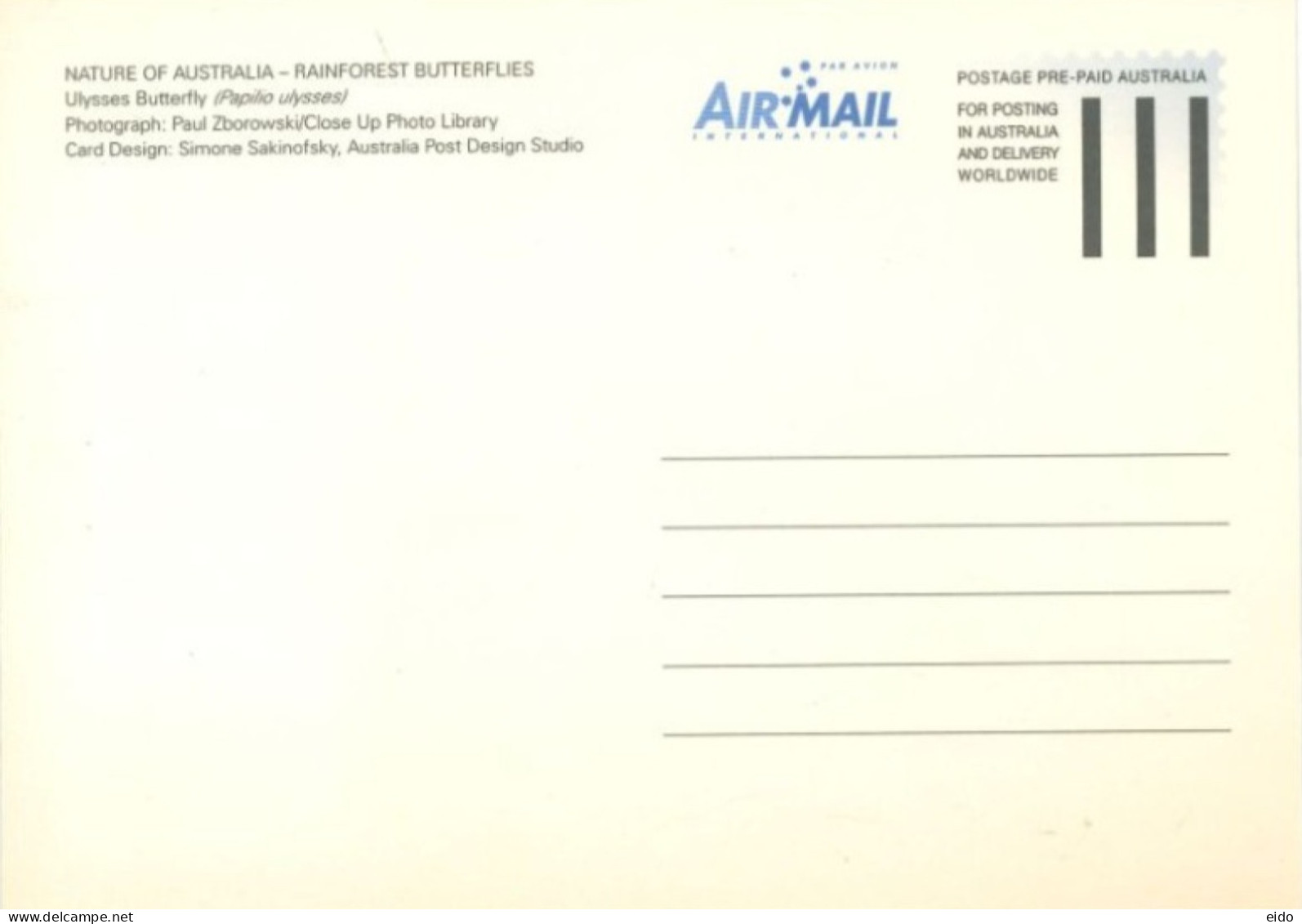AUSTRALIA  : 2004, POSTAGE PRE PAID POSTCARD OF NATURE OF AUSTRALIA  RAINFOREST BUTTERFLIES WITH FD OF ISSUE STAMP. - Lettres & Documents