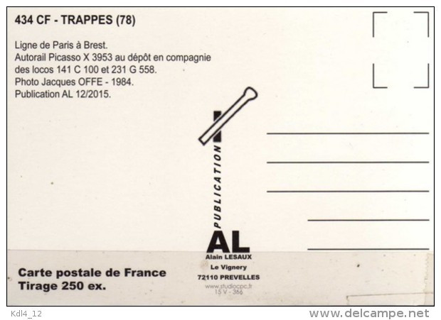 AL 434 - Autorail Picasso X 3953 Au Dépôt - TRAPPES - Yvelines  - SNCF - Trappes