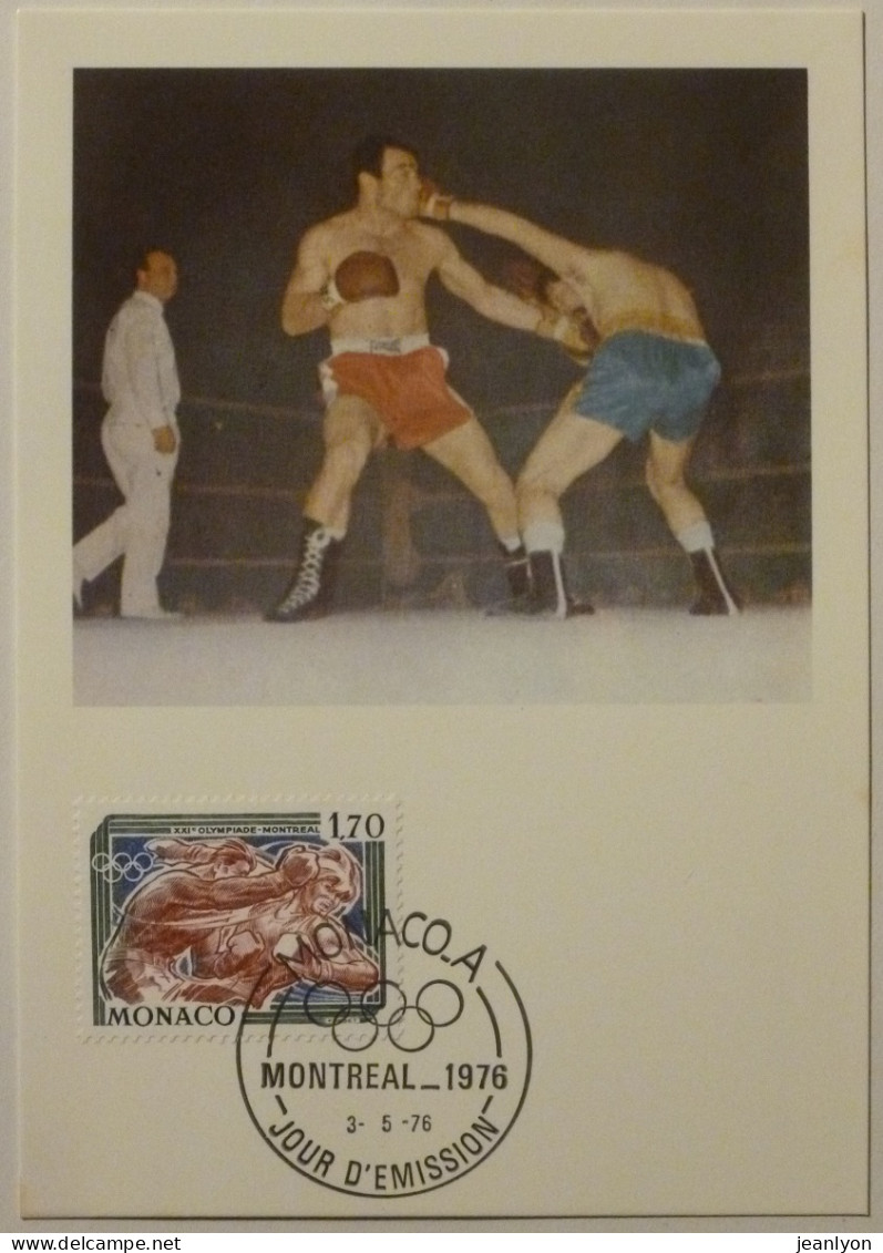 BOXE / COMBAT - XXIe Olympiade De Montréal - Carte Philatélique Avec Timbre Monaco 1976 - Boxing