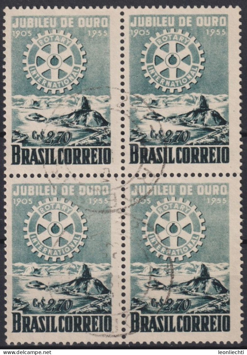 1955 Brasilien ° Mi:BR 874, Sn:BR 817, Yt:BR 600, Rotary Emblem And View Of Guanabara Bay In Rio De Janeiro/RJ - Gebruikt