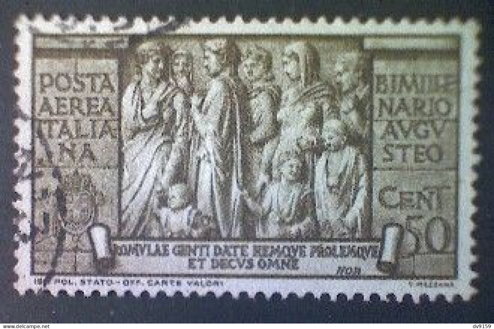 Italy, Scott #C96, Used (o), 1937, Charity Issue, Augustus: Robust Population, 50cts, Olive Brown - Airmail