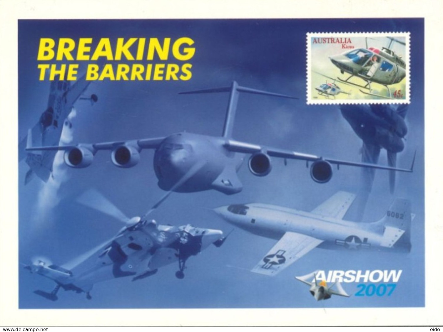 AUSTRALIA  : 2007, POSTAGE PRE PAID POSTCARD OF AUSTRALIAN INTERNATIONAL AIR SHOW. - Cartas & Documentos