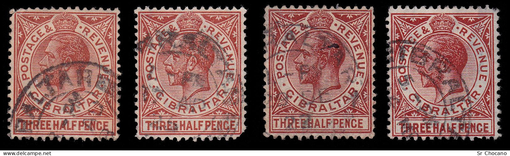 GIBRALTAR.1922.GV.1 ½ D.chestnut.SG 91.set 11.USED - Gibraltar