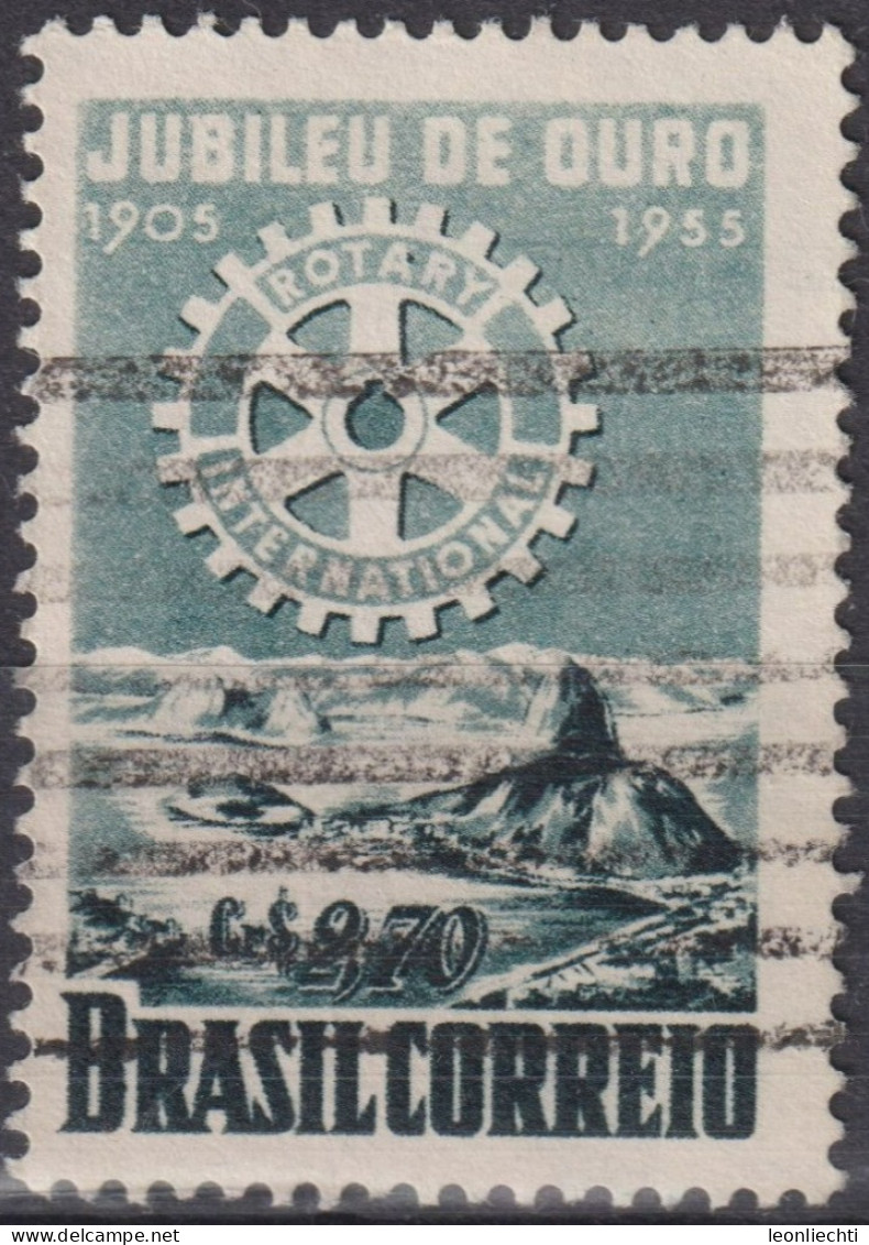 1955 Brasilien ° Mi:BR 874, Sn:BR 817, Yt:BR 600, Rotary Emblem And View Of Guanabara Bay In Rio De Janeiro/RJ - Oblitérés